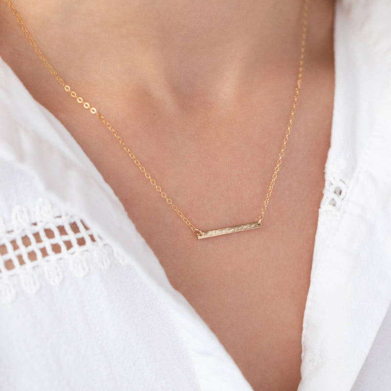 Hammered Gold Bar Necklace