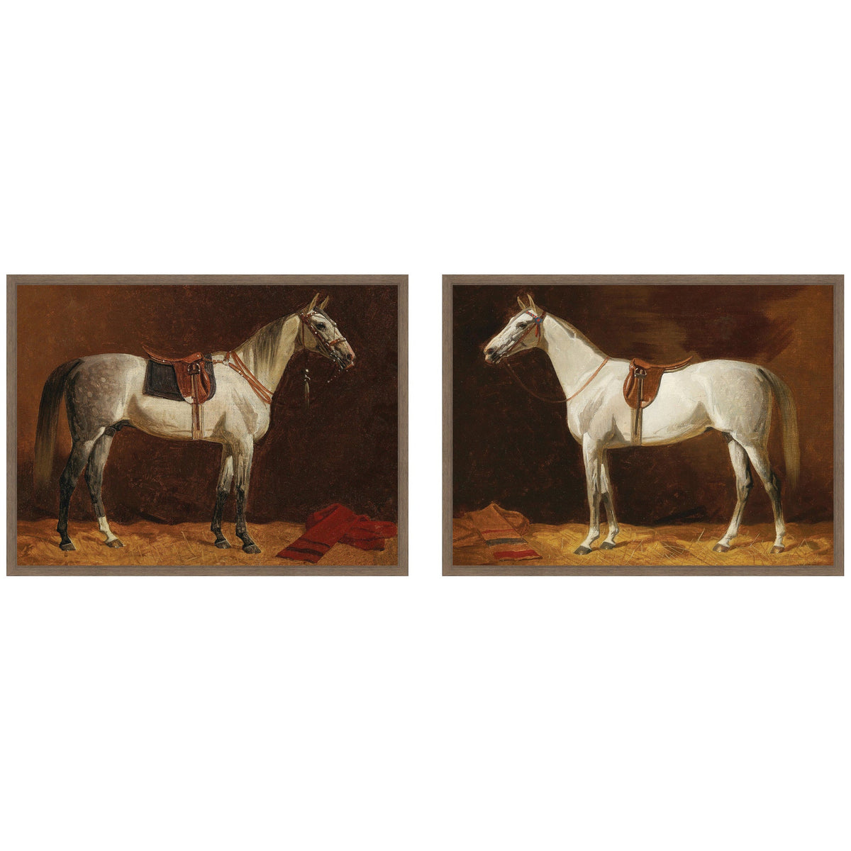 Emil Volkers White Horses 2 Piece Framed Canvas Wall Art Set by Nostalgia Prints
