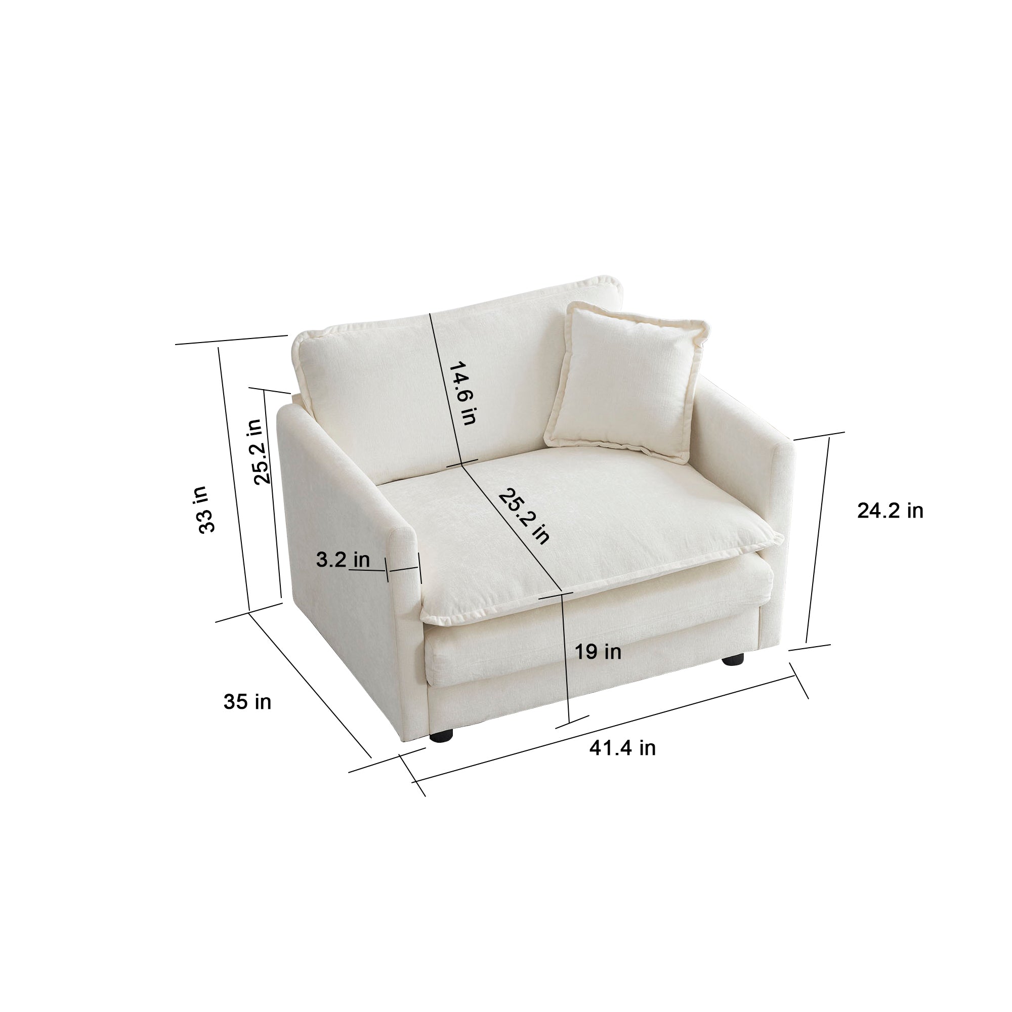 Accent Chair Set of 2, High-End Chenille Upholstered Armchairs