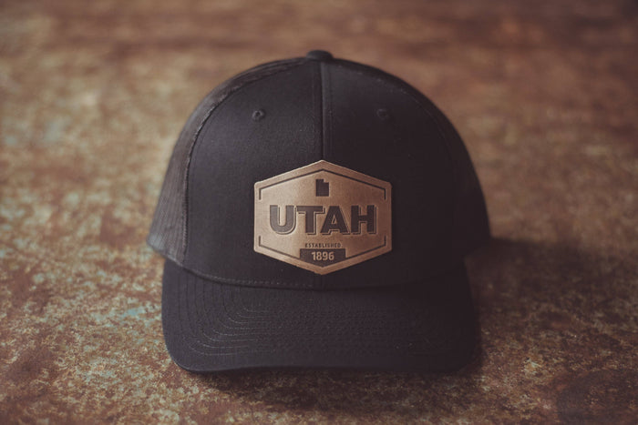 Utah Established Hat | Leather Patch Trucker Hat