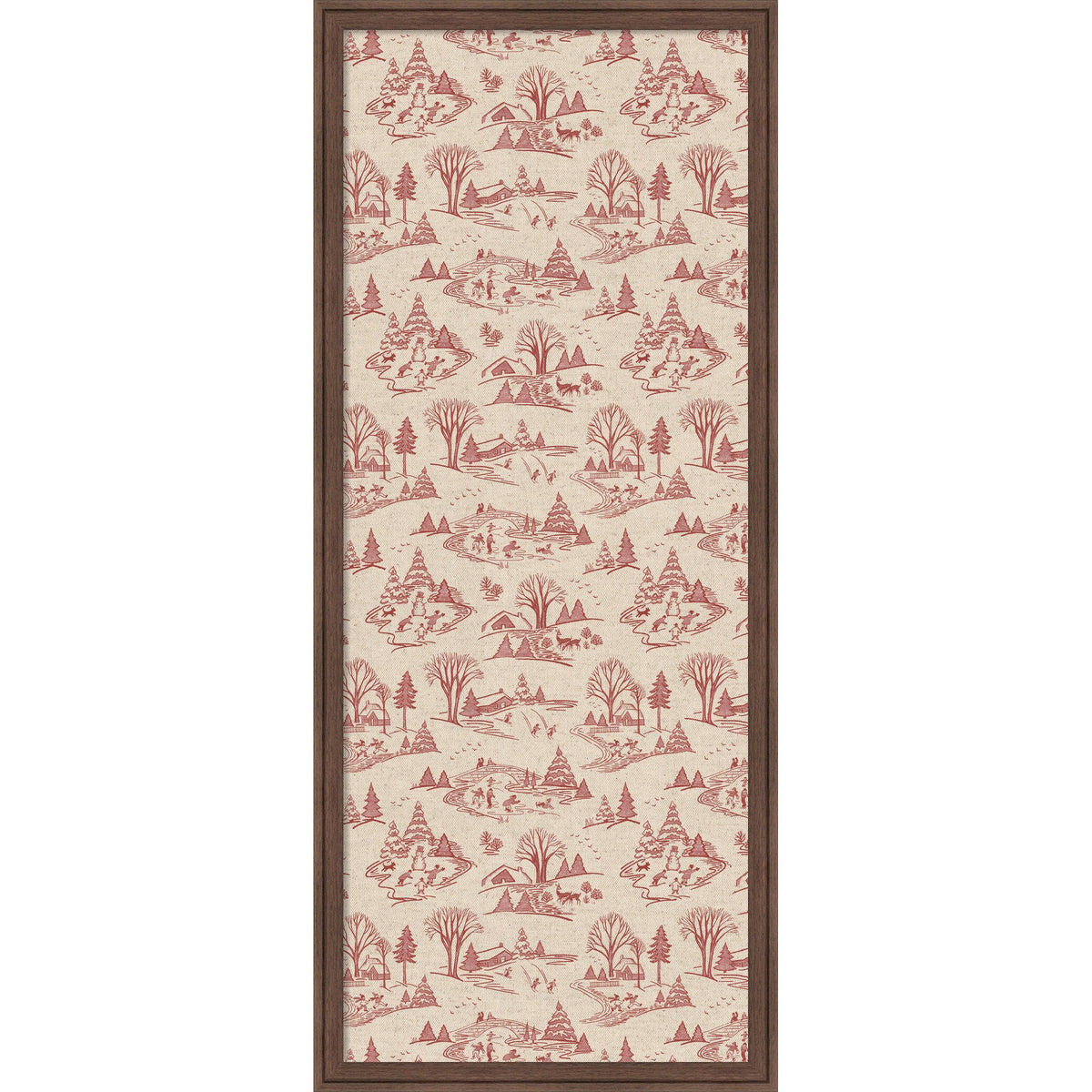 Kate and Laurel Framed Fabric Pinboard Wonderland Red Toile