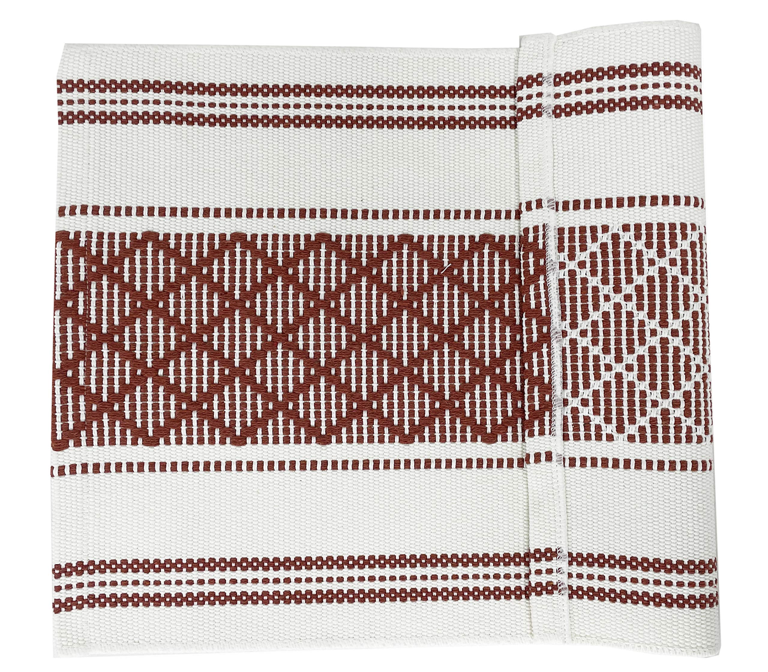 Fennco Styles Diamond Stitch Design Cotton Blend Placemats 14" W x 19" L, Set of 4 - Black Geometric Woven Table Mats for Boho Décor, Home, Dining Table, Banquets, Family Gatherings, Special Occasion