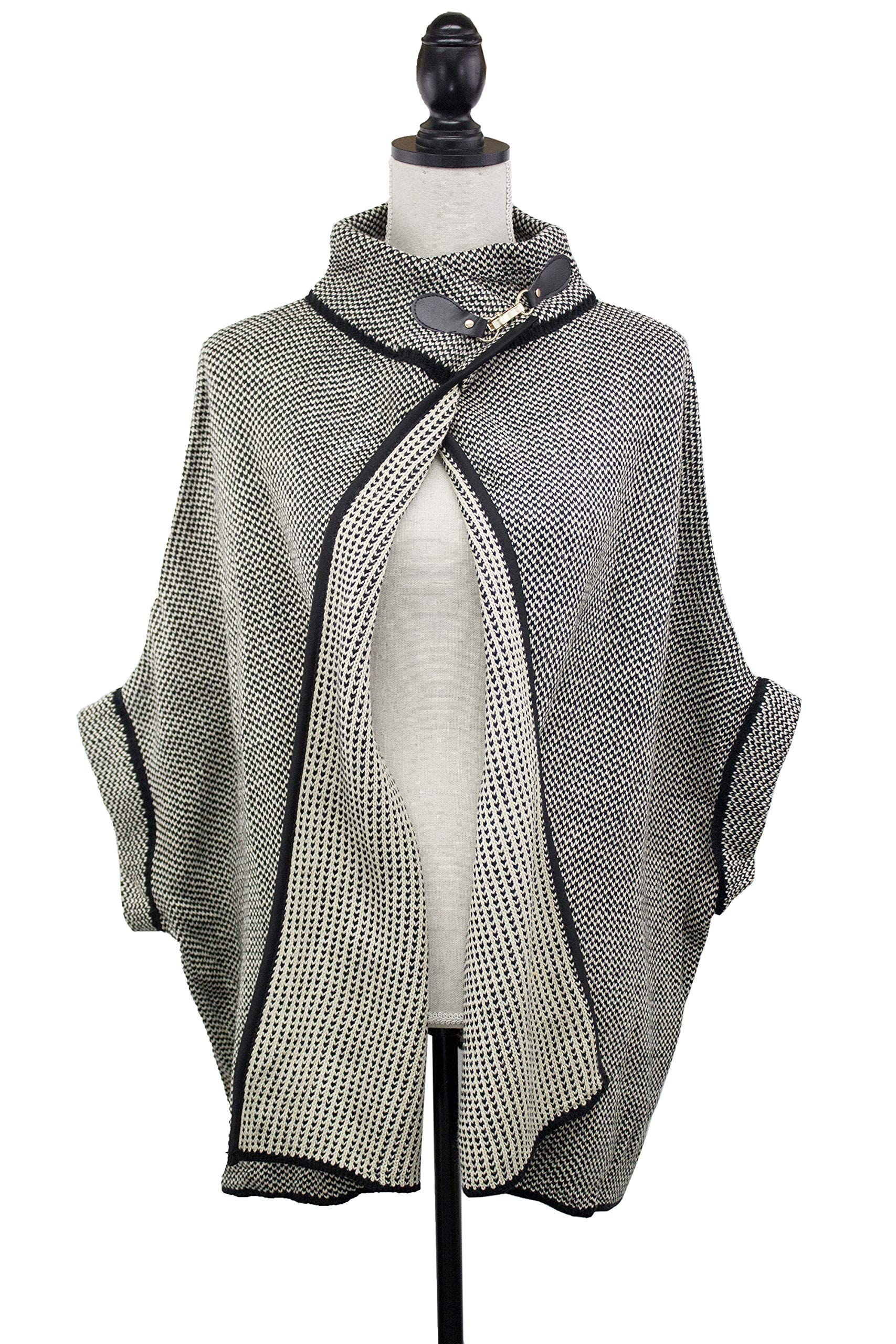 stylesilove Women Sweater Knit Cardigan with Buckle Fashion Jacket Shawl Poncho Warm Wrap for Fall Winter Season