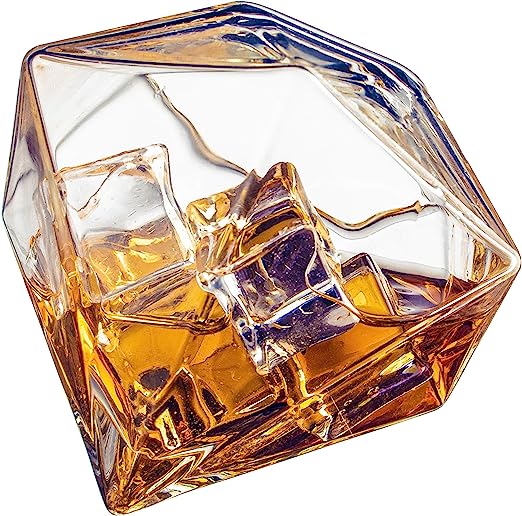 Set Of 4 Diamond Whiskey Wine Glasses 10OZ Wine Whiskey Water Diamond Shaped Diamonds Collection Spa