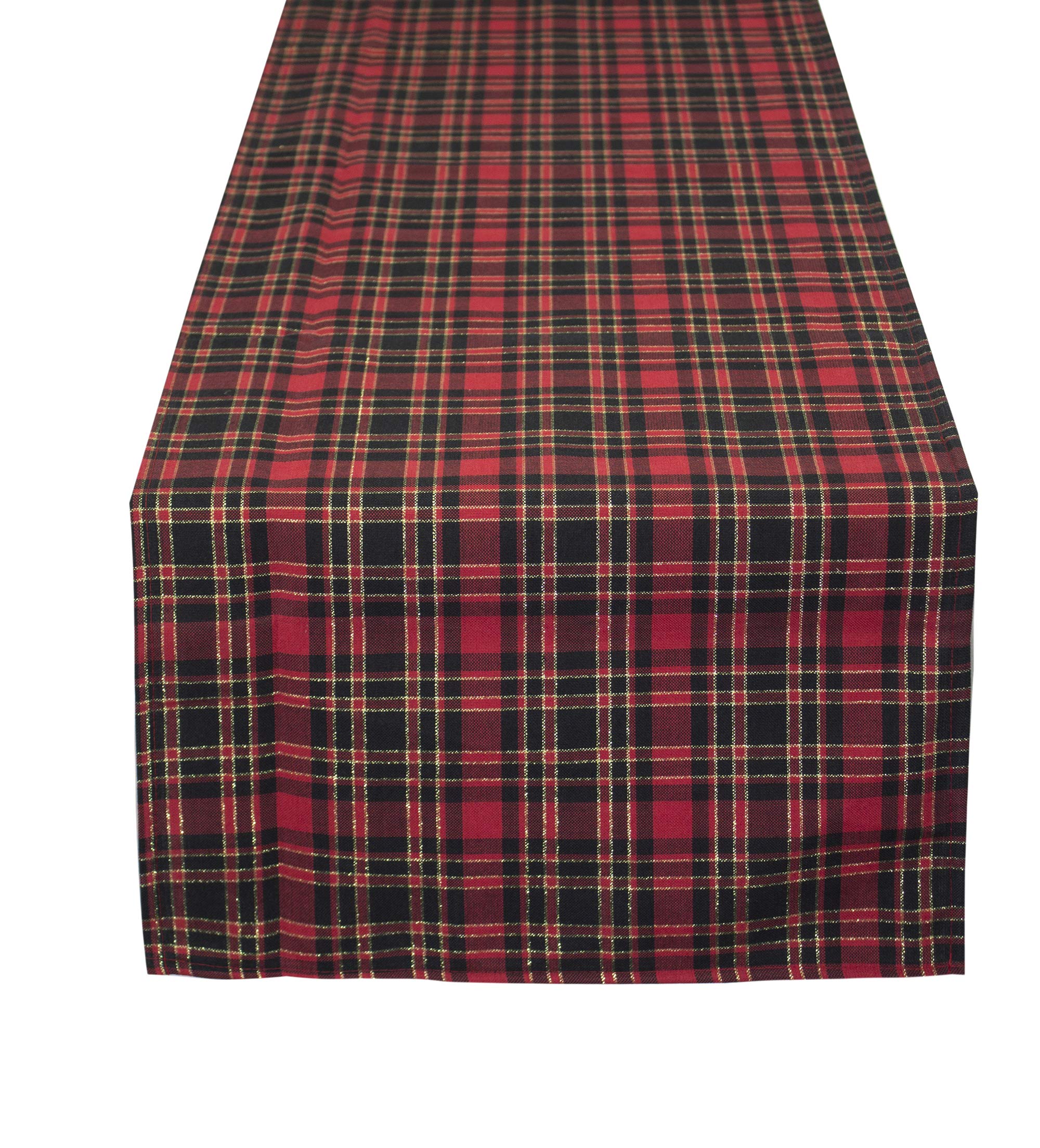 Fennco Styles Highland Holiday Red & Black Plaid Design Table Runner 16"x54"