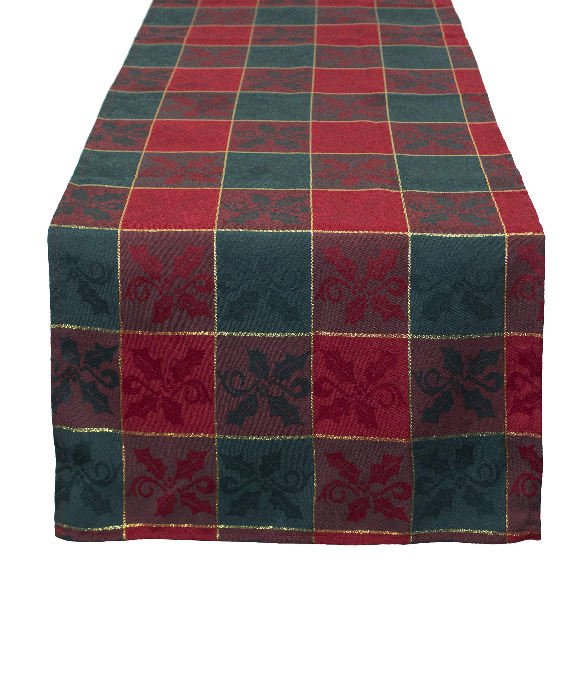 Fennco Styles Royal de Noël Collection Classic Plaid Jacquard Tablecloth – Red Green Tablecloth for Christmas Banquets, Family Gathering, Special Events and Home Décor