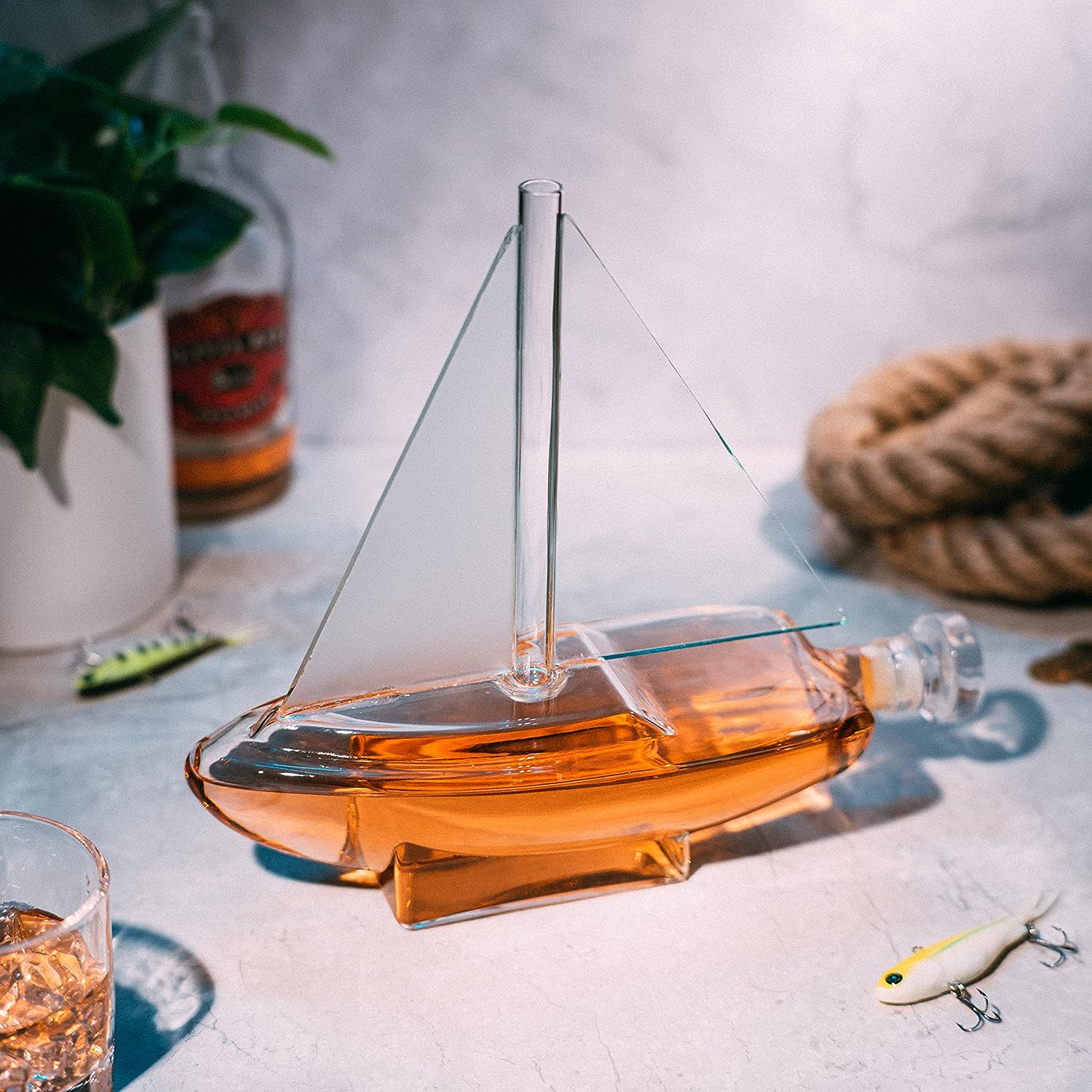 Sailboat Whiskey Wine Decanter Ship Ship Decanter Set 750ML Drink Dispenser For Wine