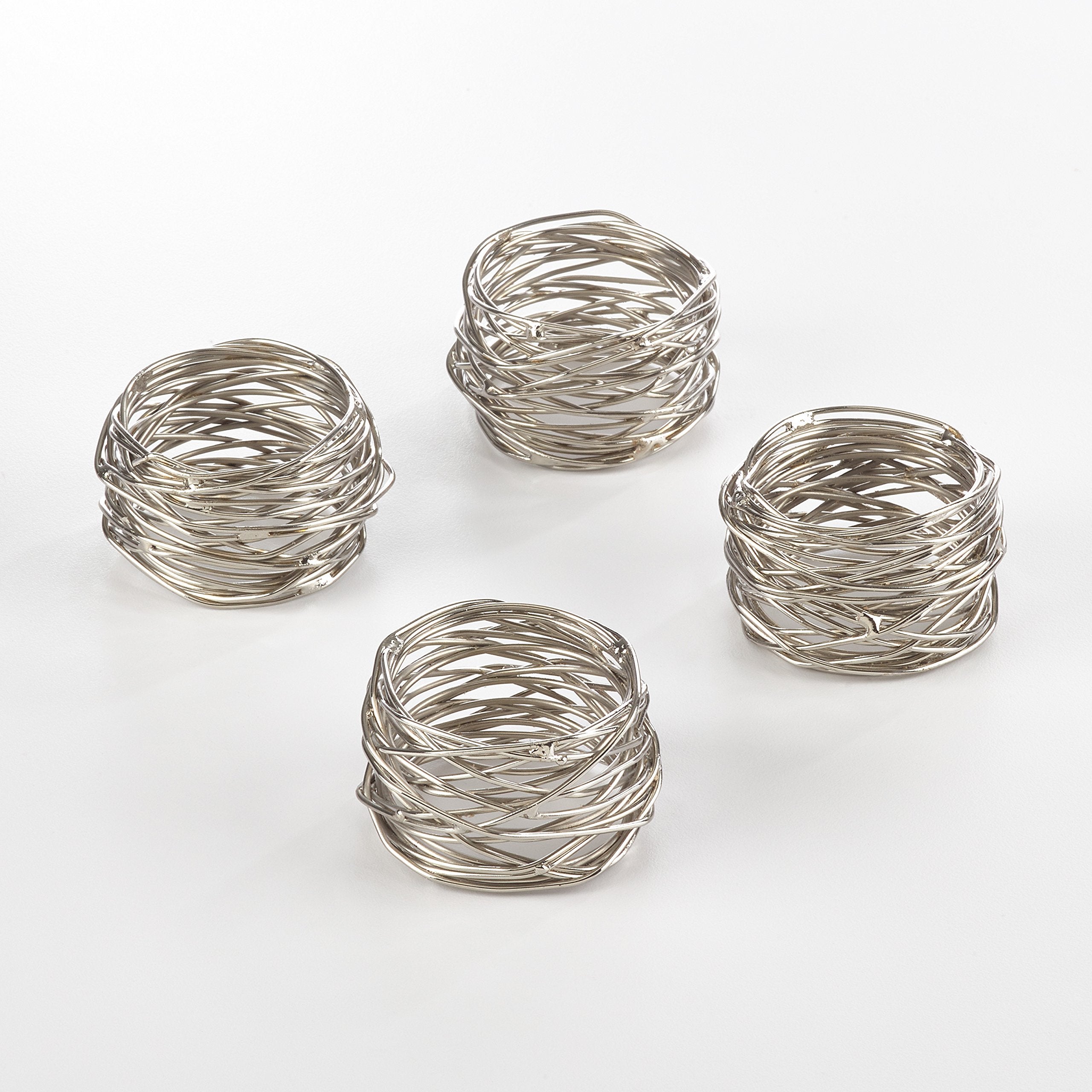 Fennco Styles Metal Design Napkin Rings - Sold Per 4 (Silver)
