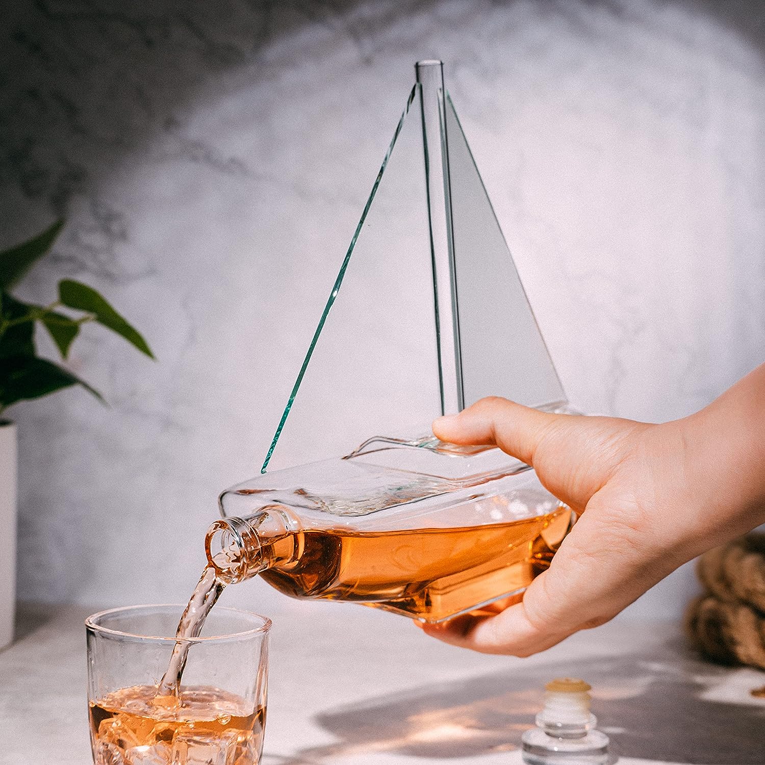 Sailboat Whiskey Wine Decanter Ship Ship Decanter Set 750ML Drink Dispenser For Wine