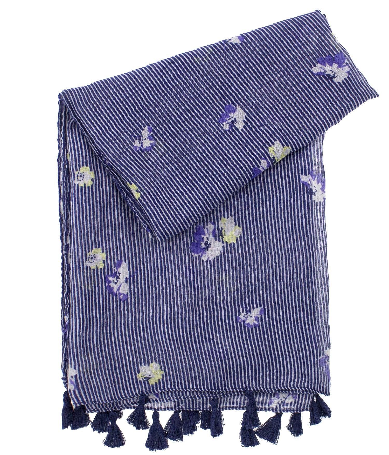 stylesilove Women Cozy Tassels Oblong Cotton Scarf Lightweight Shawls Wrap