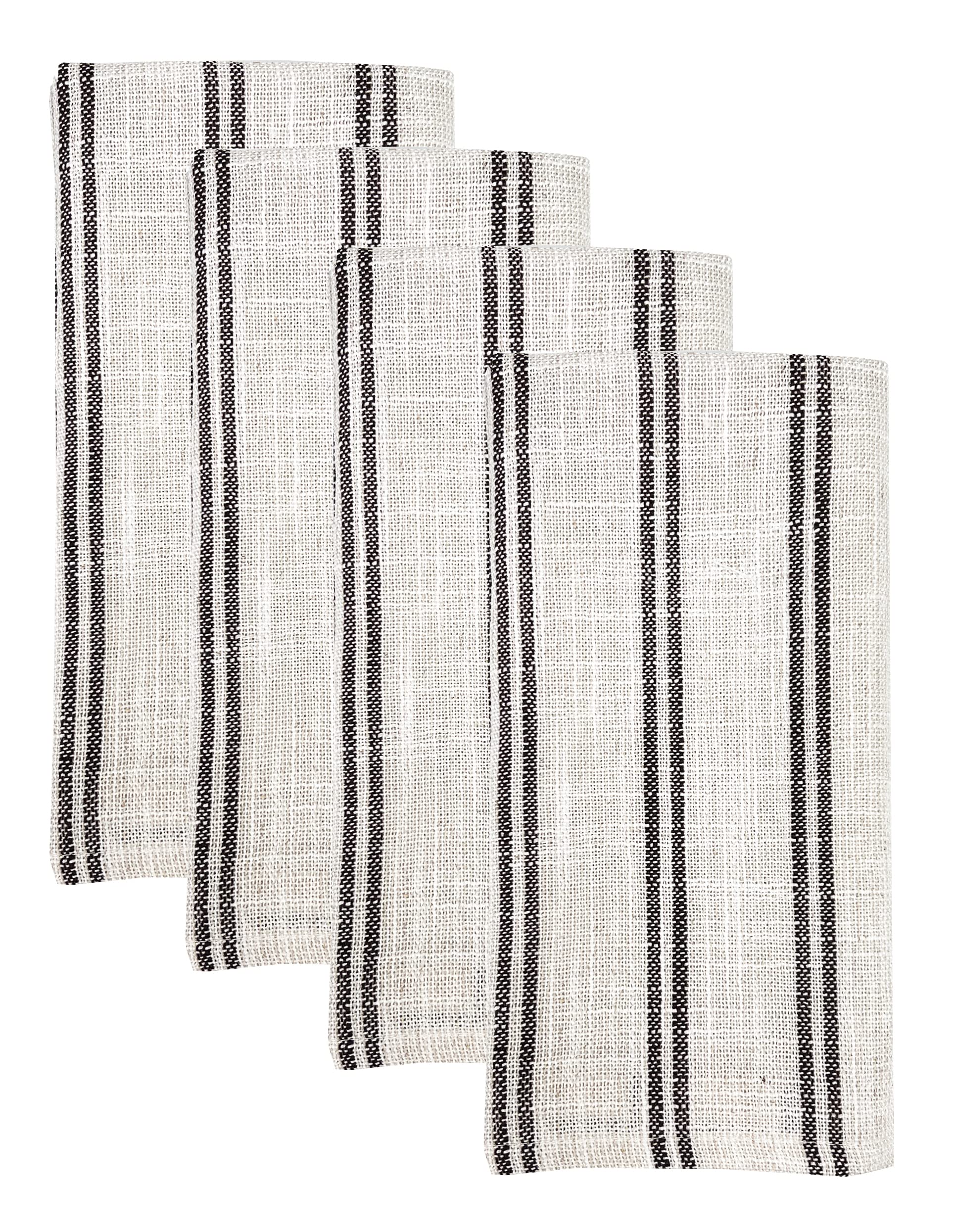 Fennco Styles Modern Striped Linen Blend Table Runner 16" W x 54" L - Beige Woven Table Cover for Home Décor, Dining Table, Banquets, Family Gathering and Special Events