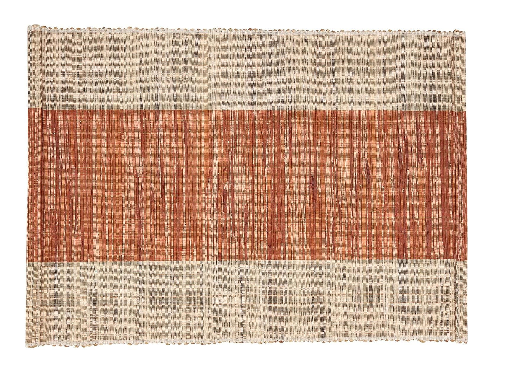 Fennco Styles Modern Water Hyacinth Banded Placemats 14 x 19 Inch, Set of 4 - Shimmering Table Mats for Home Décor, Dining Table, Banquets, Holiday and Special Events