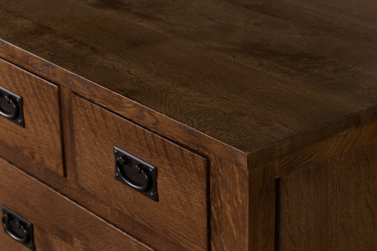 Mission Style Solid Oak Chest of Drawers - Walnut (AW)