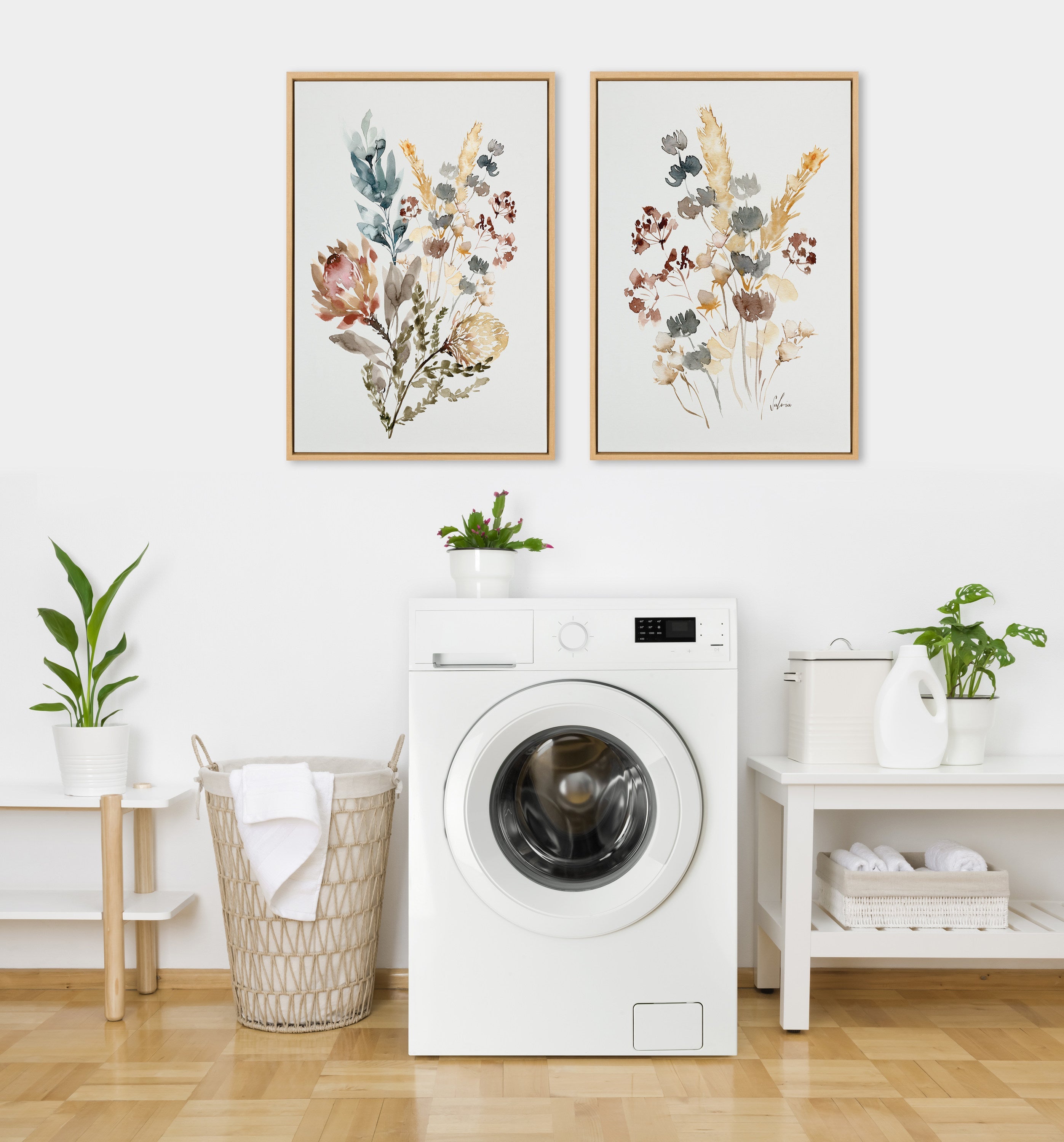Sylvie Wildflower Bunch and Wild Salvia Framed Canvas Art Set by Sara Berrenson