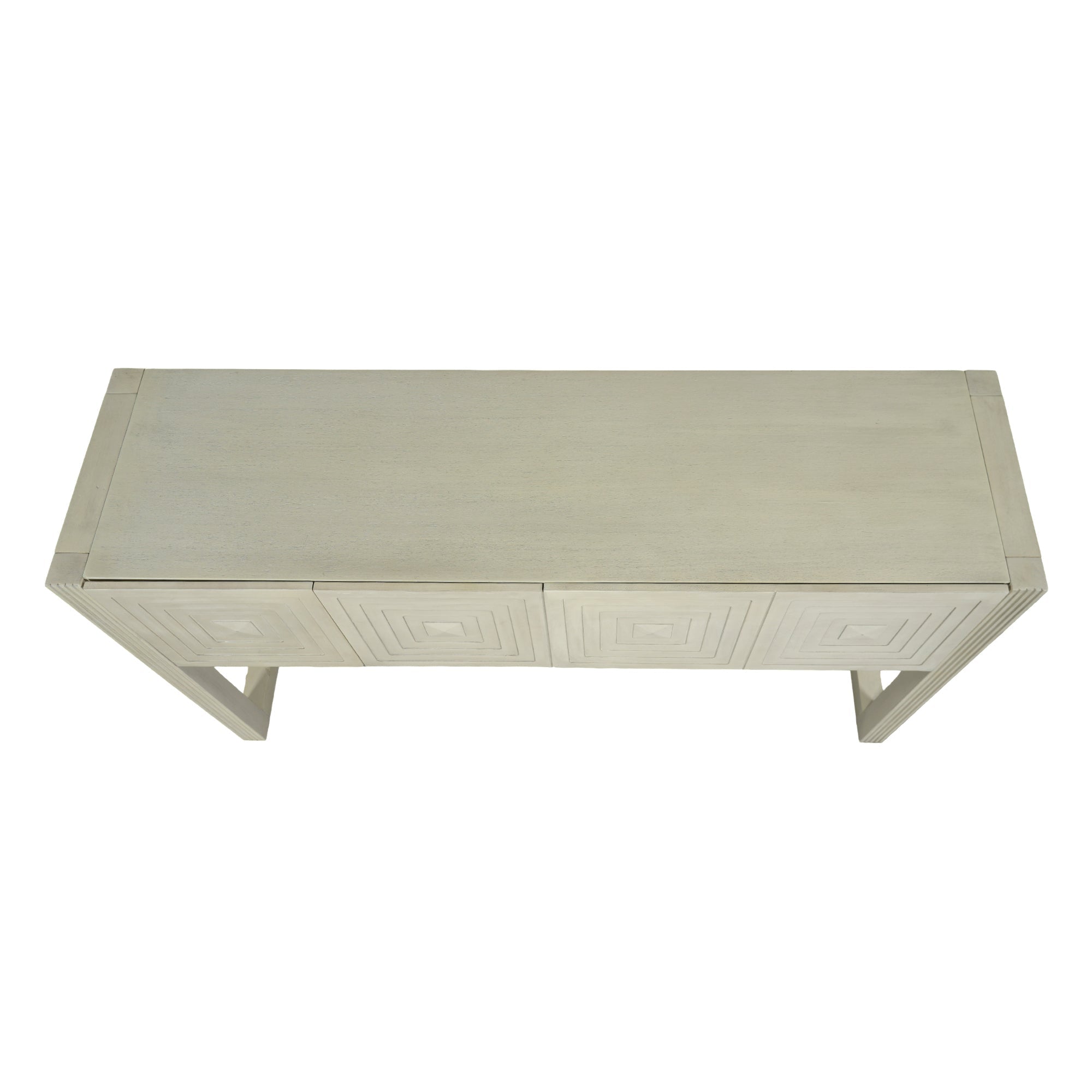 Geometric Carved Console Table with 3 Soft-Close Drawers
