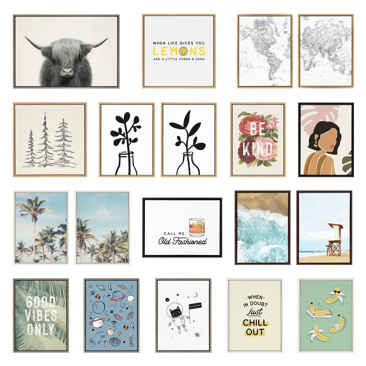 Sylvie Hey Dude Highland Cow Framed Linen Canvas by The Creative Bunch Studio