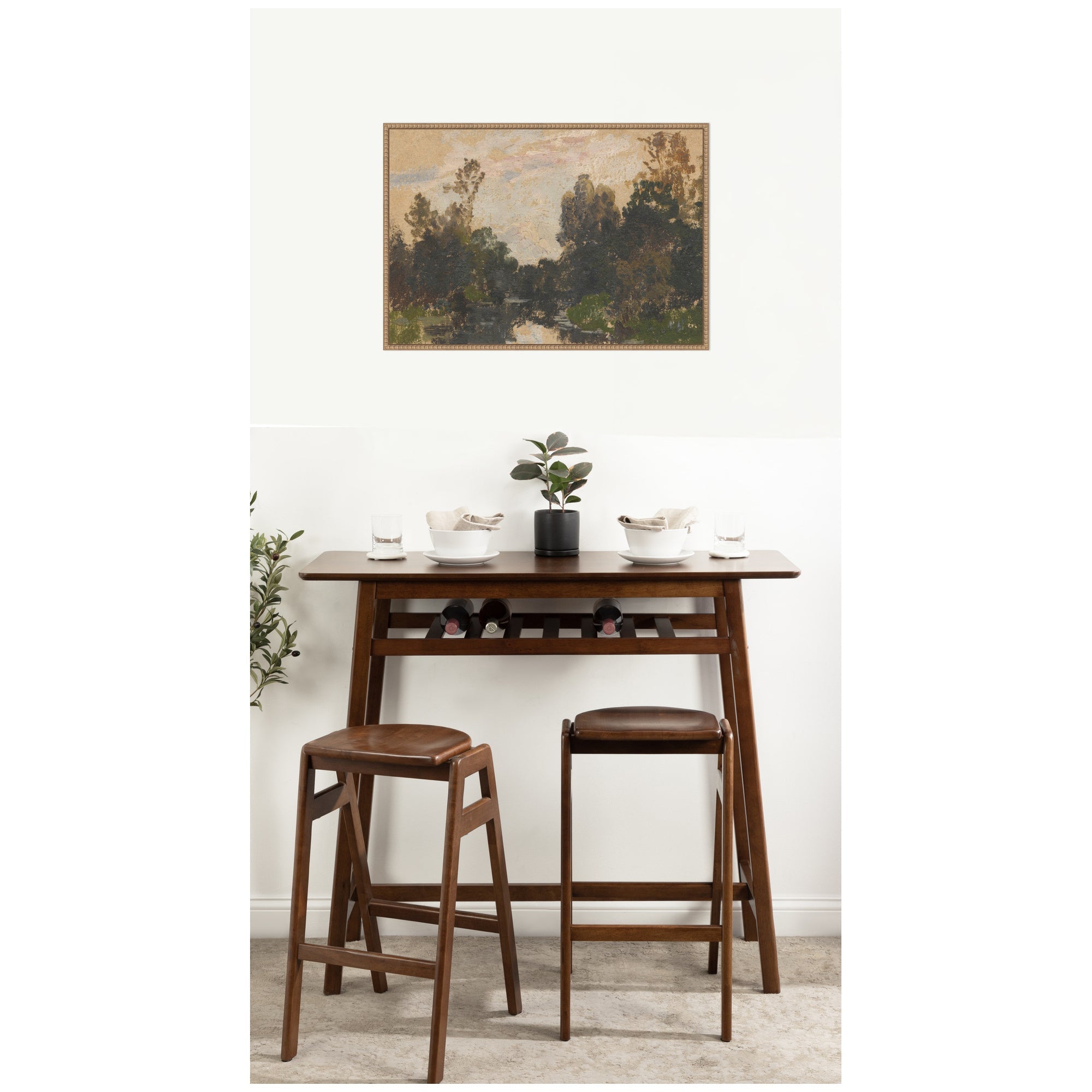 Landscape by the River Barycz by Adolf Dressler by Nostalgia Prints Framed Canvas Wall Art Print