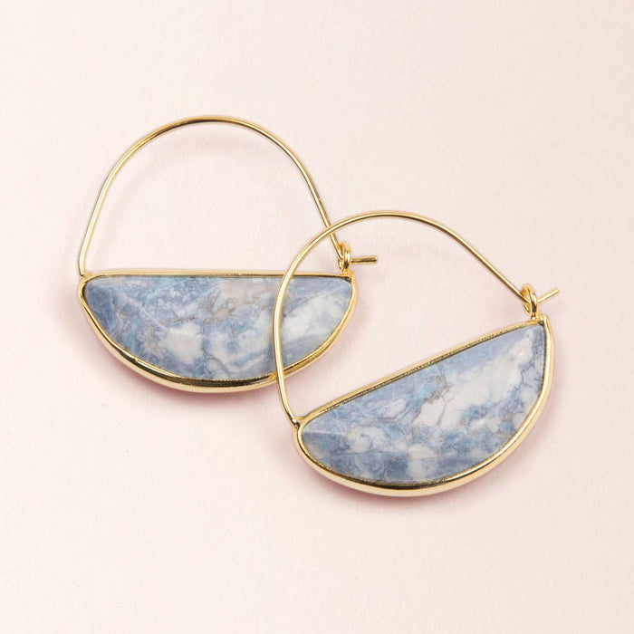 Stone Prism Hoop - Blue Howlite/Gold