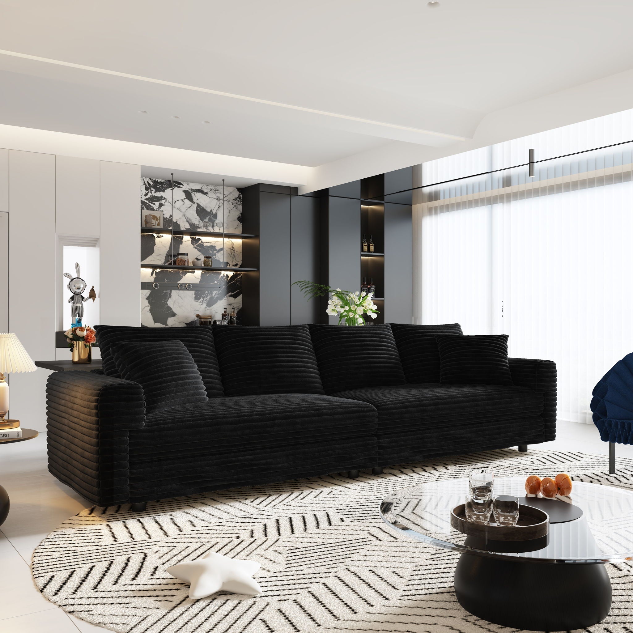 4 Seat Sofa, Deep Seat Couches With Soft Pillows