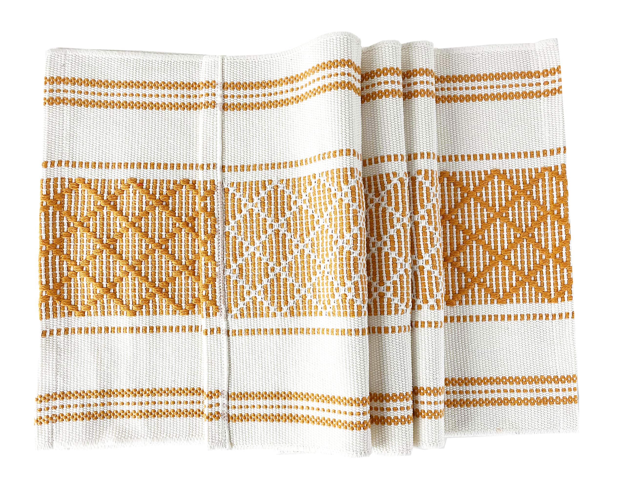 Fennco Styles Diamond Stitch Design Cotton Blend Placemats 14" W x 19" L, Set of 4 - Black Geometric Woven Table Mats for Boho Décor, Home, Dining Table, Banquets, Family Gatherings, Special Occasion