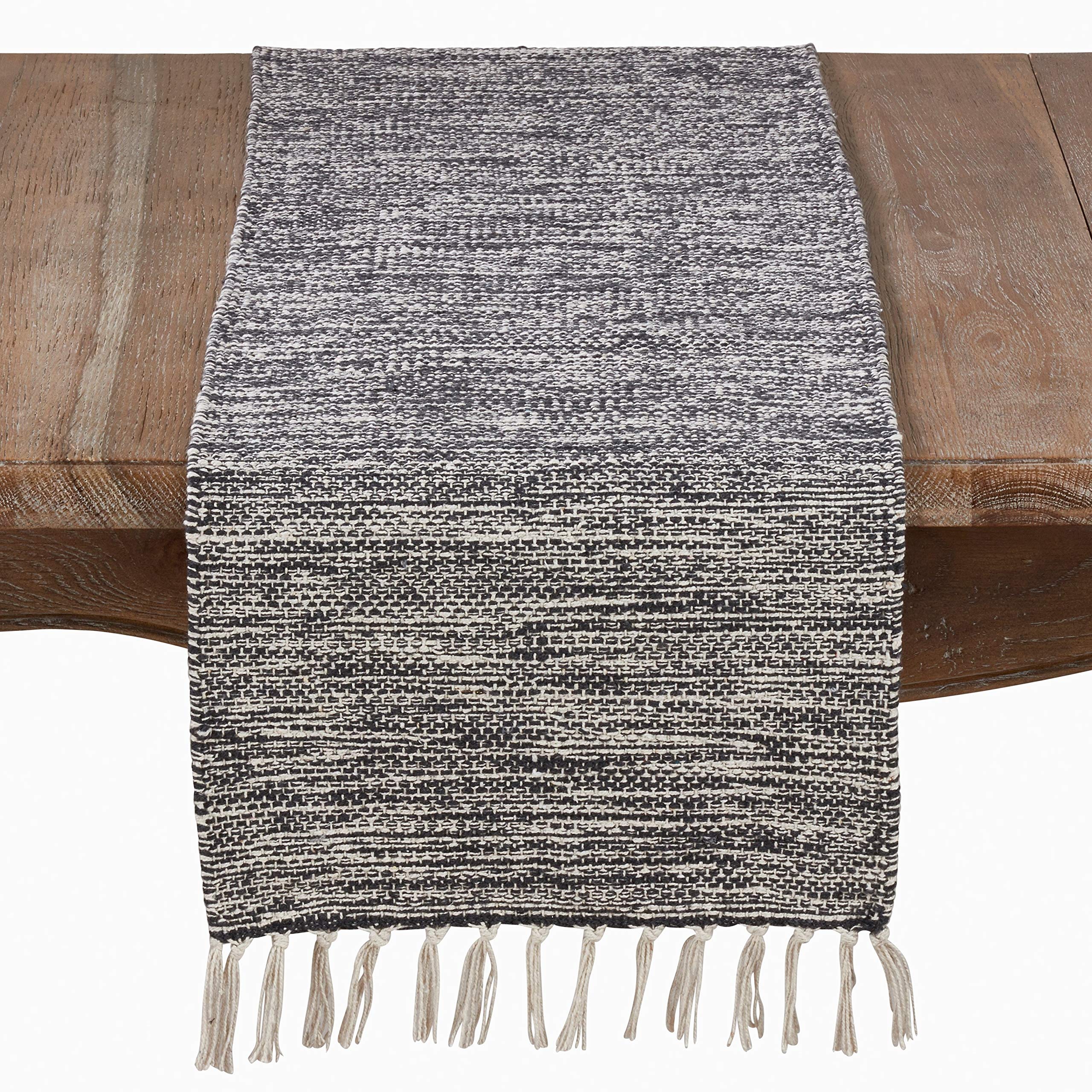 Classic Black Tassels 100% Cotton Table Runner (14"x72" Table Runner)