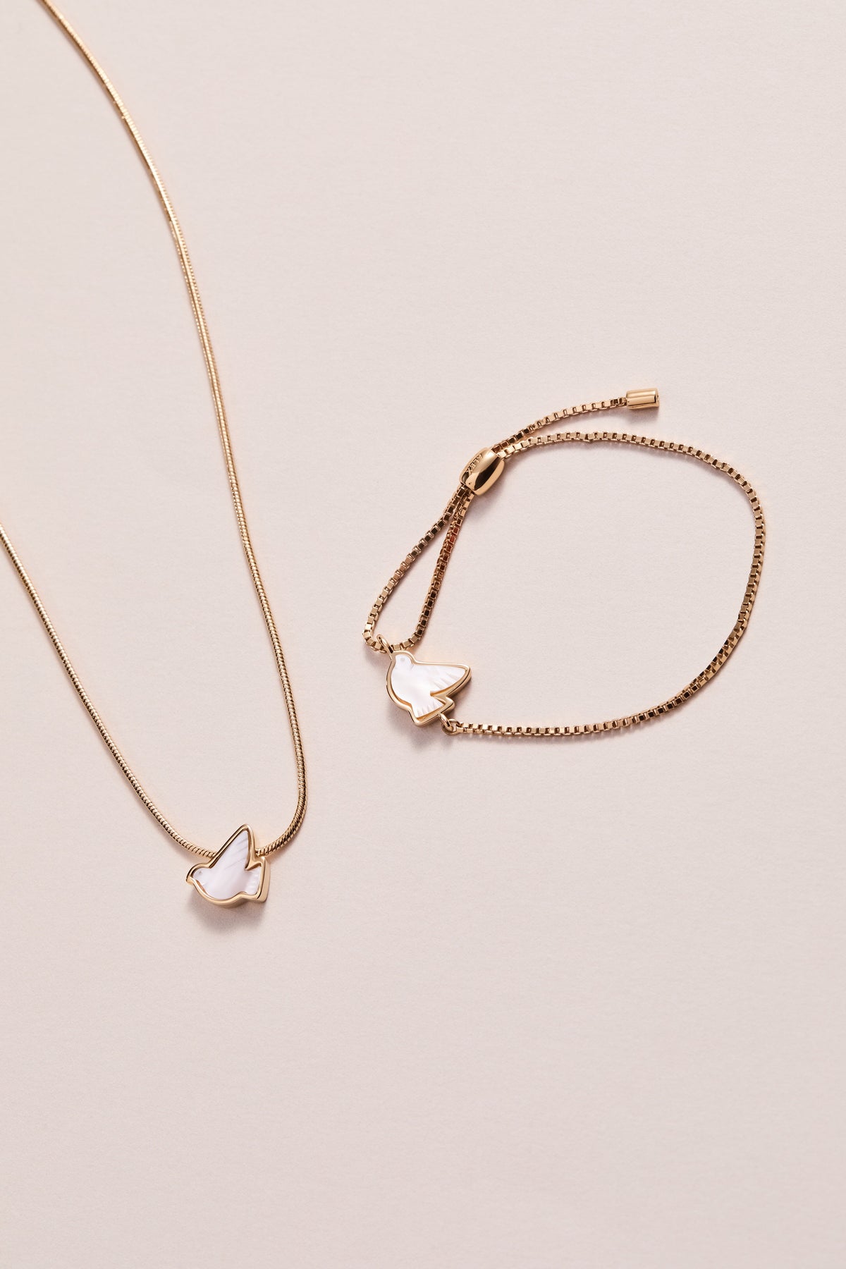 Pearlized Dove 'Peace' Slider Necklace