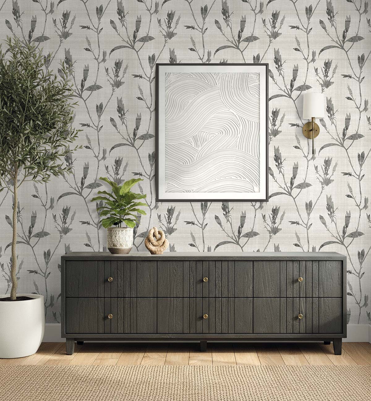 Bali Tropical Banyu Botanical Embossed Vinyl Unpasted Wallpaper