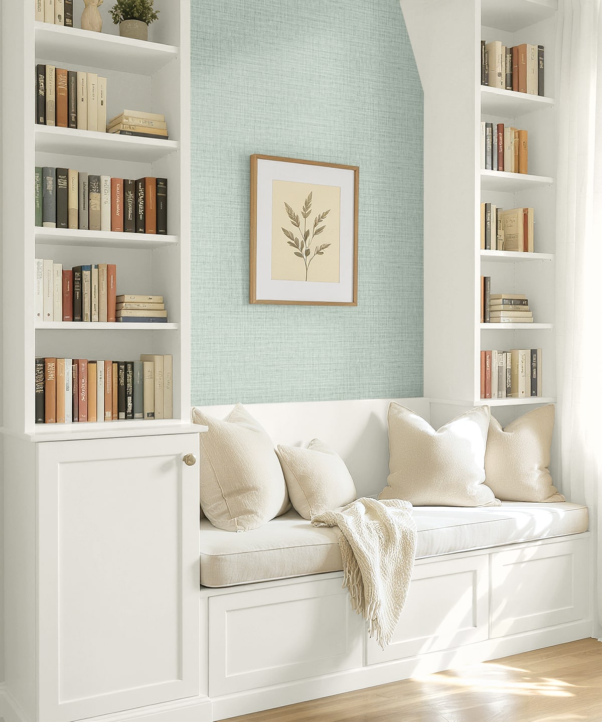 Bali Tropical Surya Faux Weave Embossed Vinyl Unpasted Wallpaper