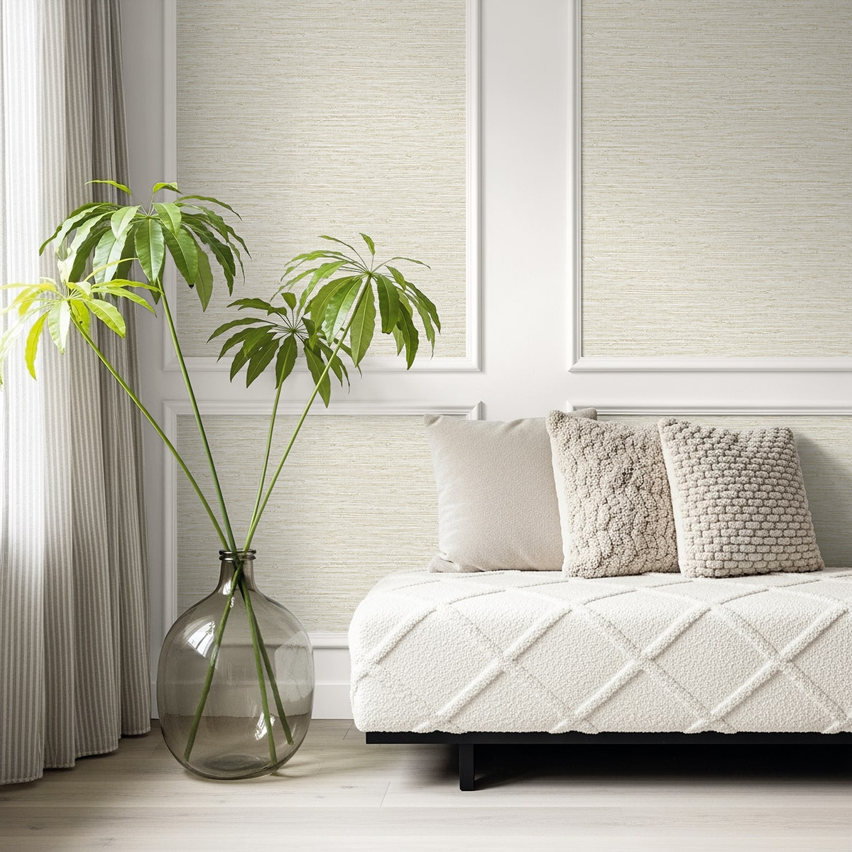 Bali Tropical Darma Faux Grasscloth Embossed Vinyl Unpasted Wallpaper