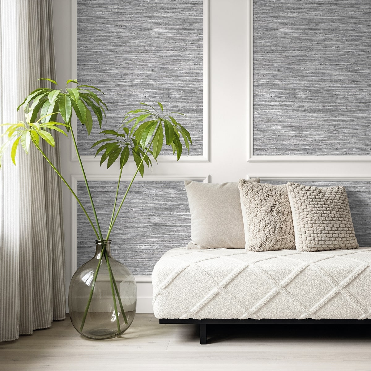 Bali Tropical Darma Faux Grasscloth Embossed Vinyl Unpasted Wallpaper