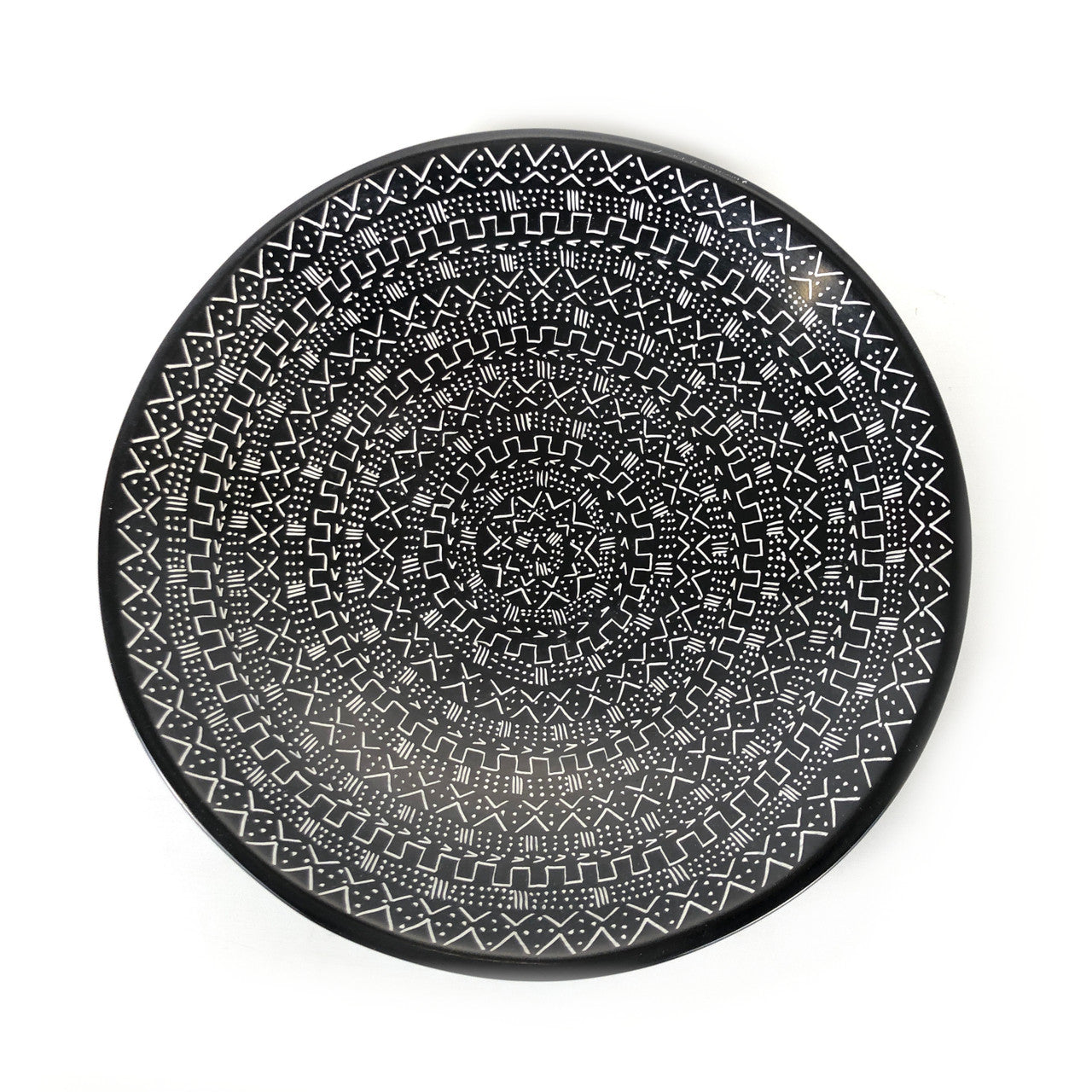 Mud Cloth Black Platter - 12"