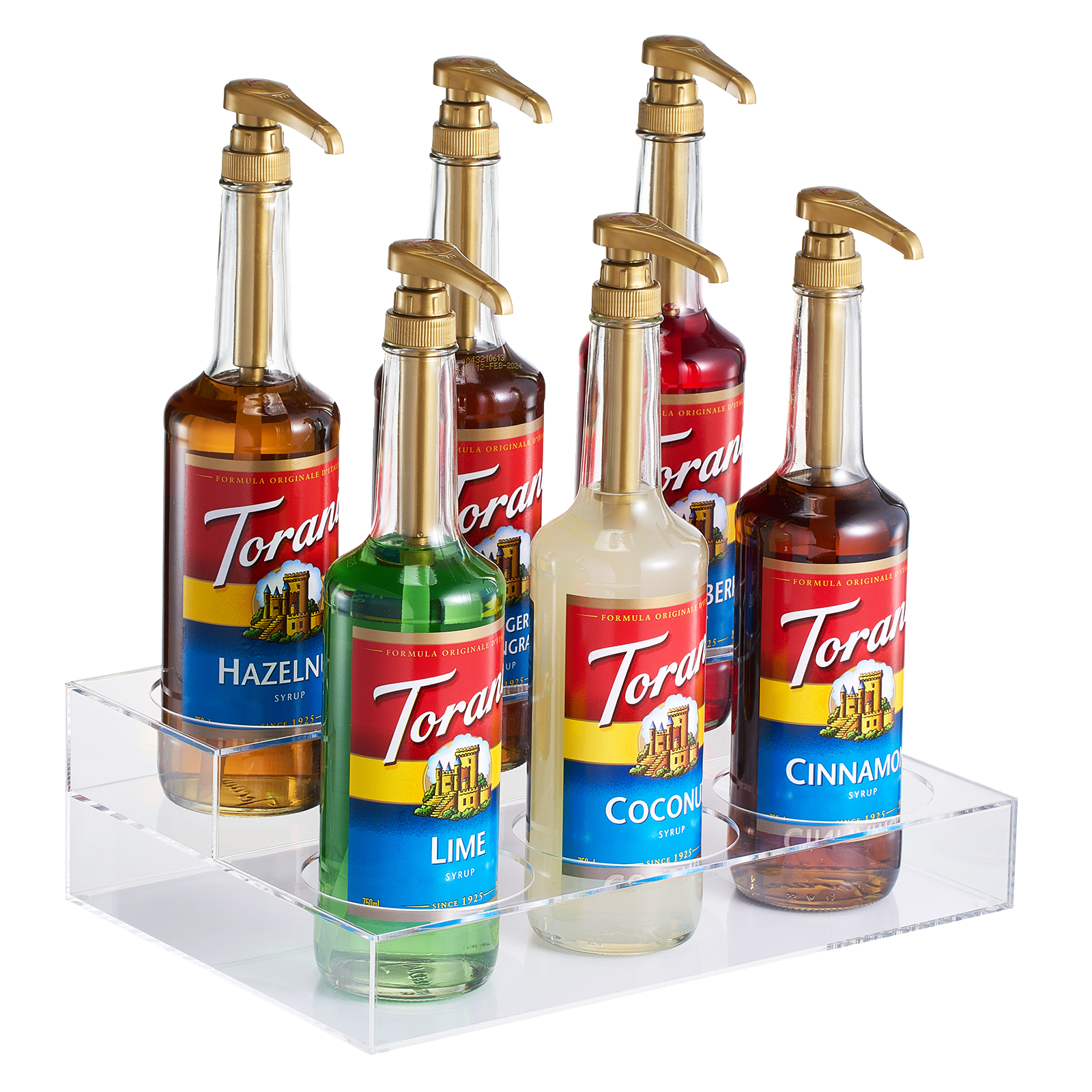 Acrylic Bottle Holder Coffee Syrup Rack Display Case 2 Tiered 6 Bottle Wine Bar Bottle Rack Clear Sh