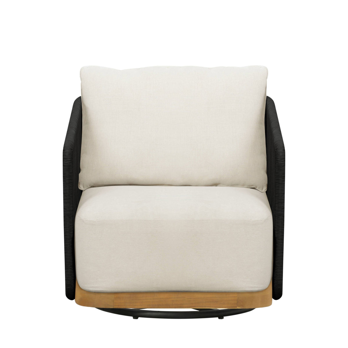 Alpine Teak Wood Modern Swivel Outdoor Arm Chair – Black