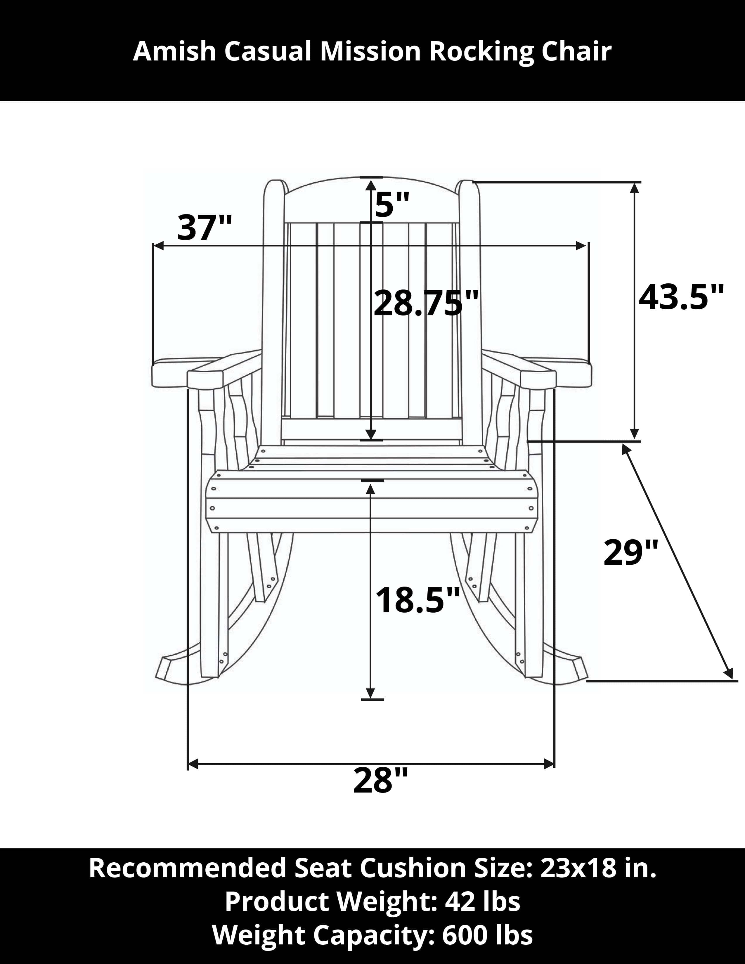 Amish Casual Heavy Duty 600 Lb Mission Treated Rocking Chair