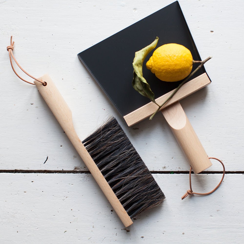 Andree Jardin "Mr & Mrs Clynk" Black Hand Brush, Dustpan and Wall Hooks