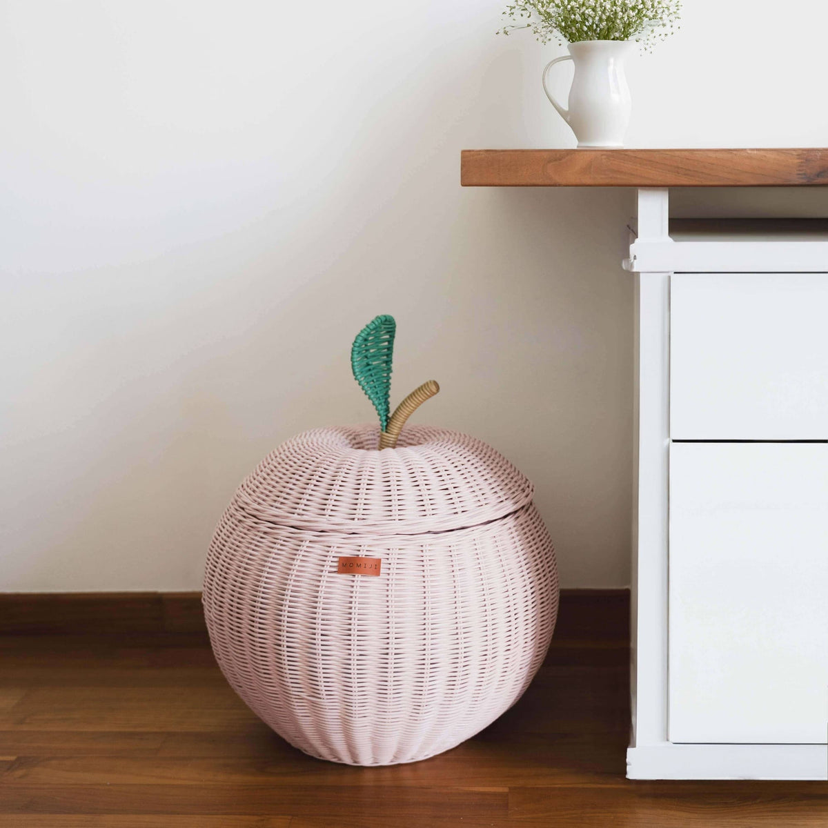 Apple Rattan Storage Basket Pink - Large