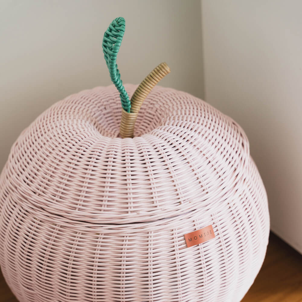 Apple Rattan Storage Basket Pink - Large