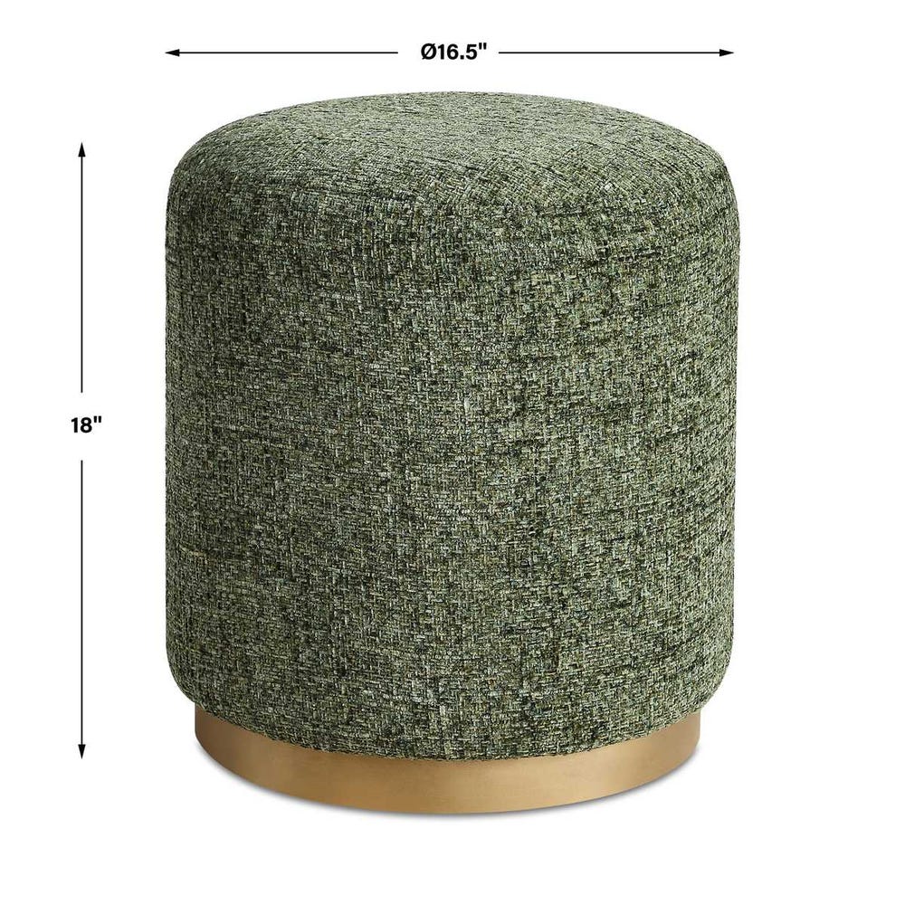 Arden Forest Green Chenille Accent Ottoman