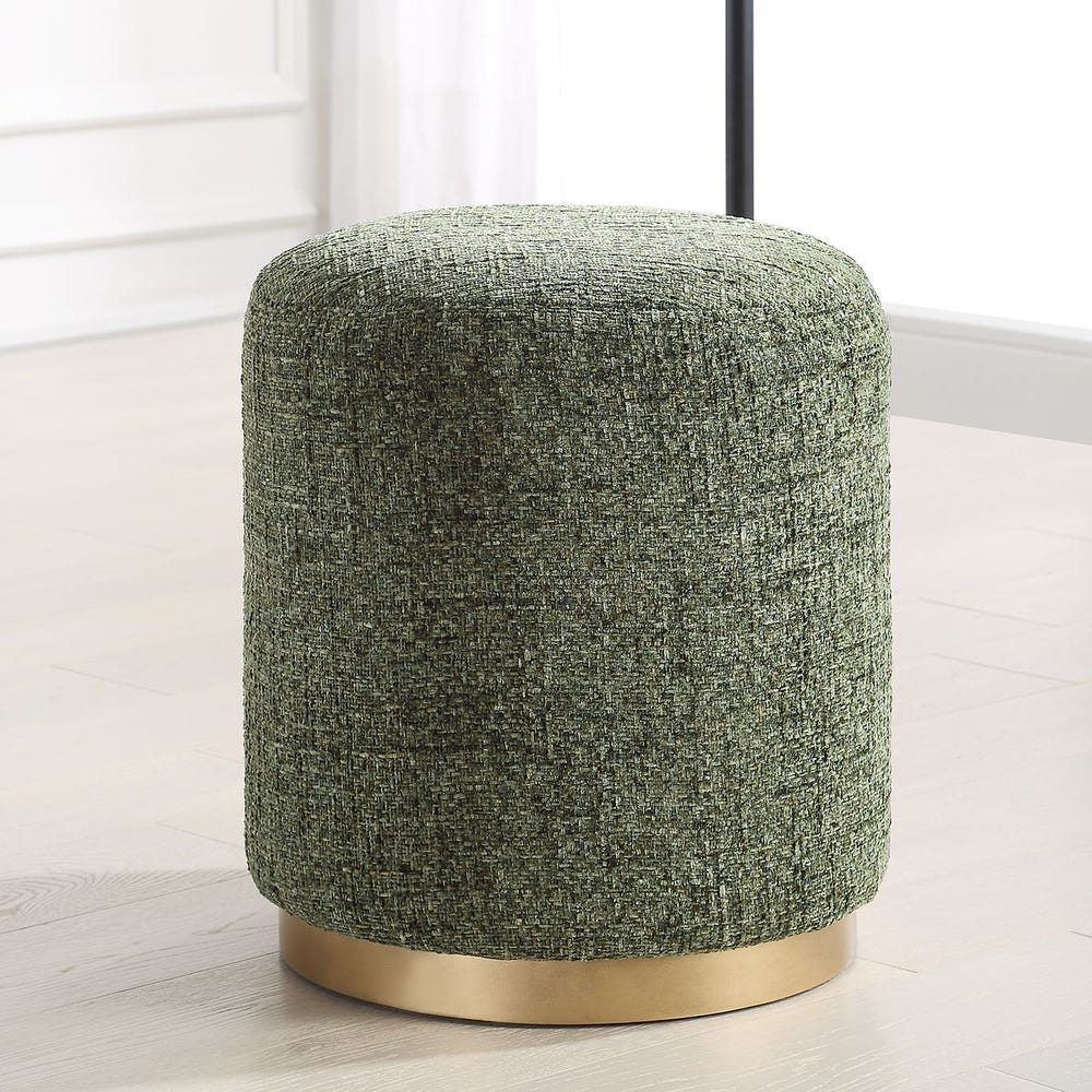 Arden Forest Green Chenille Accent Ottoman
