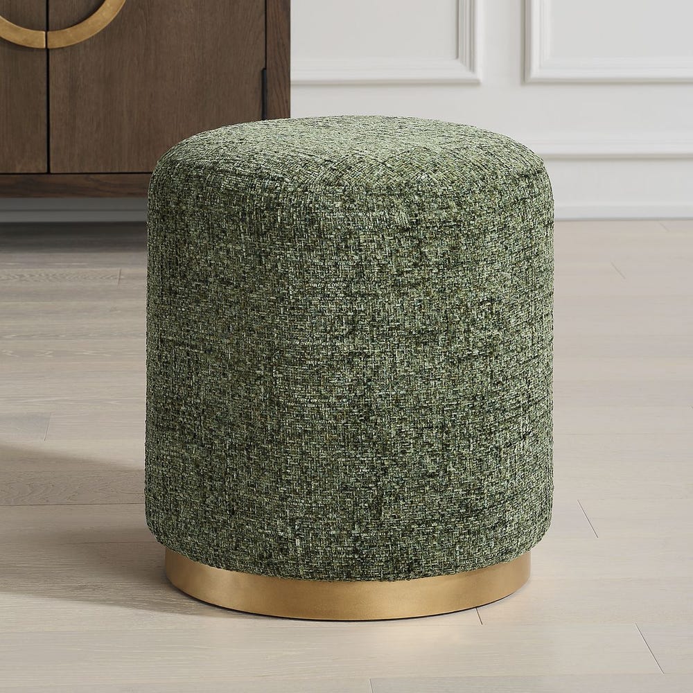 Arden Forest Green Chenille Accent Ottoman