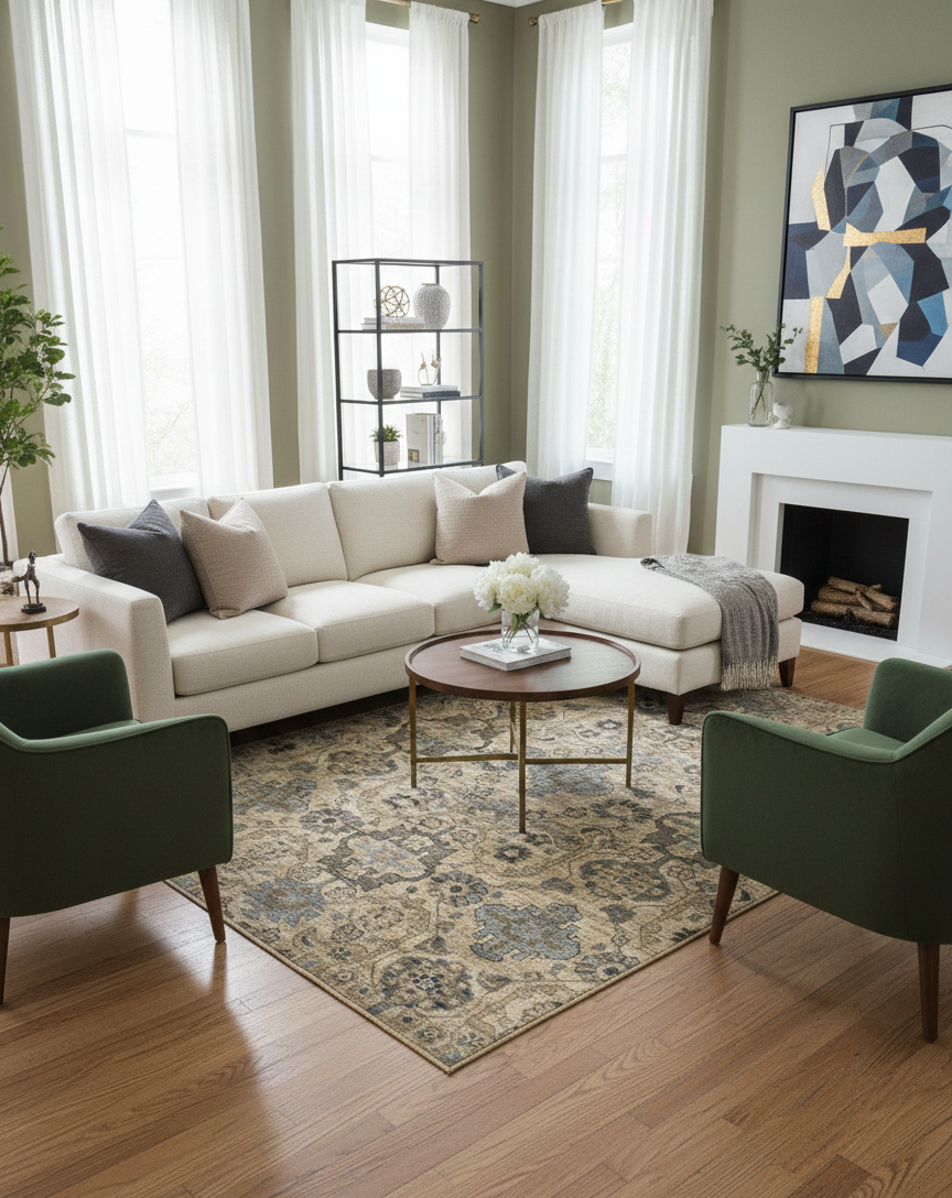 Persian-Inspired. Modern Defined. Turkish Made Rug, size  5' 4" x 7' 4"