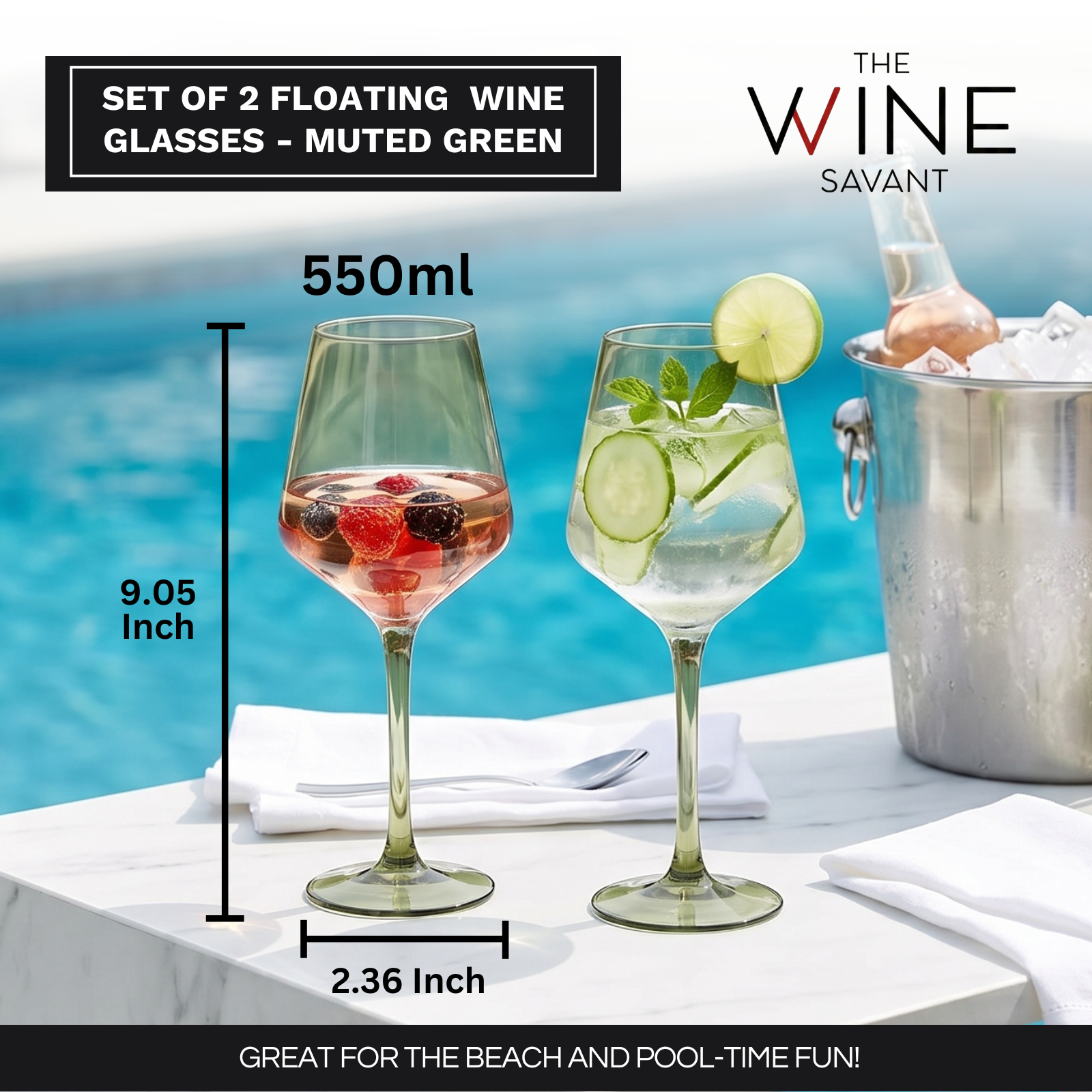 Floating Wine Glasses For Pool Set Of 2 15 Oz Shatterproof Poolside Wine Glasses Tritan Plastic Reus