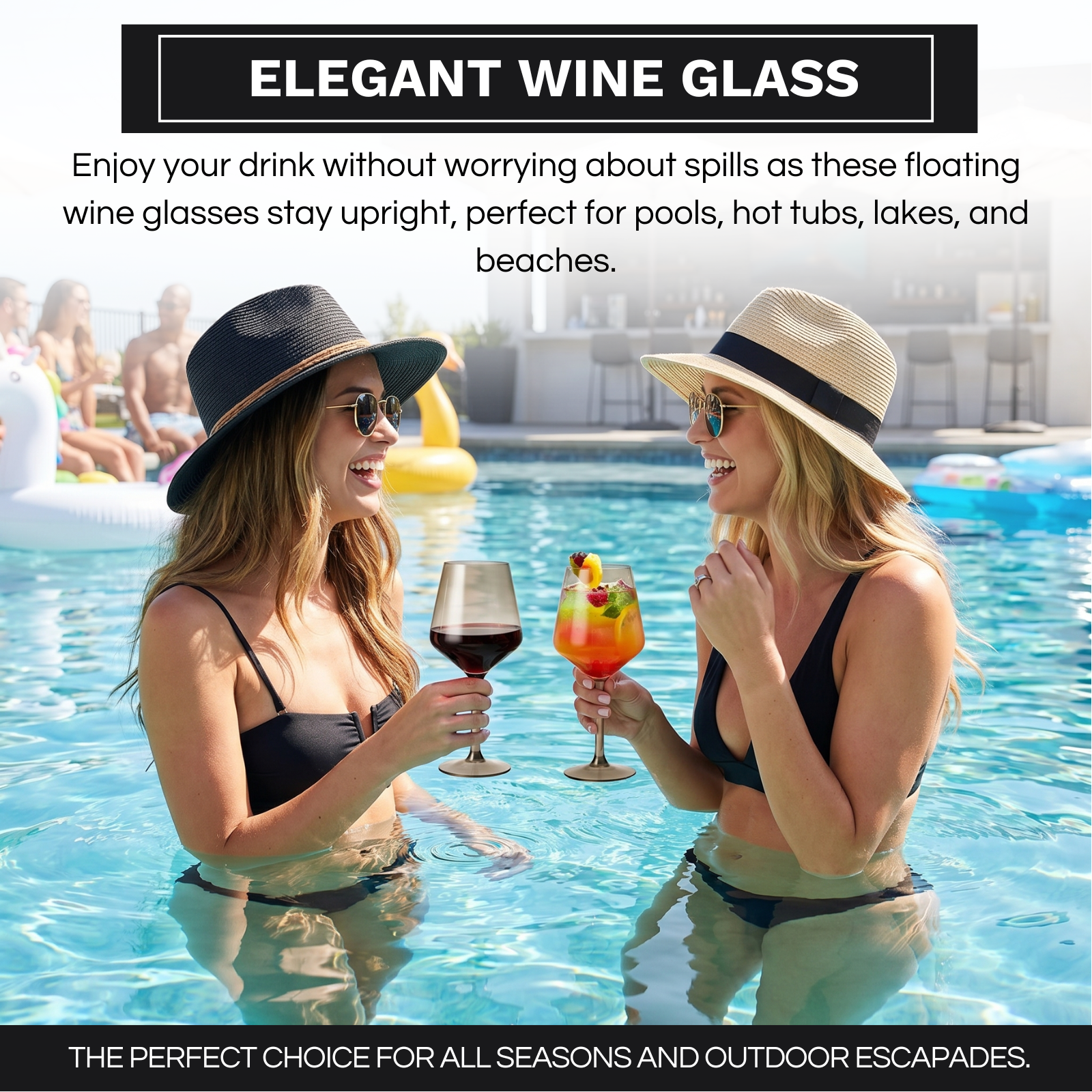 Floating Wine Glasses For Pool Set Of 2 15 Oz Shatterproof Poolside Wine Glasses Tritan Plastic Reus