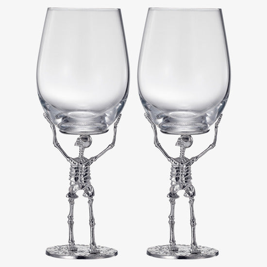 Stemmed Skeleton Wine Glass Set Of 2 19OZ Halloween Skeleton Glasses 10 H Goth Gifts Skeleton Gifts