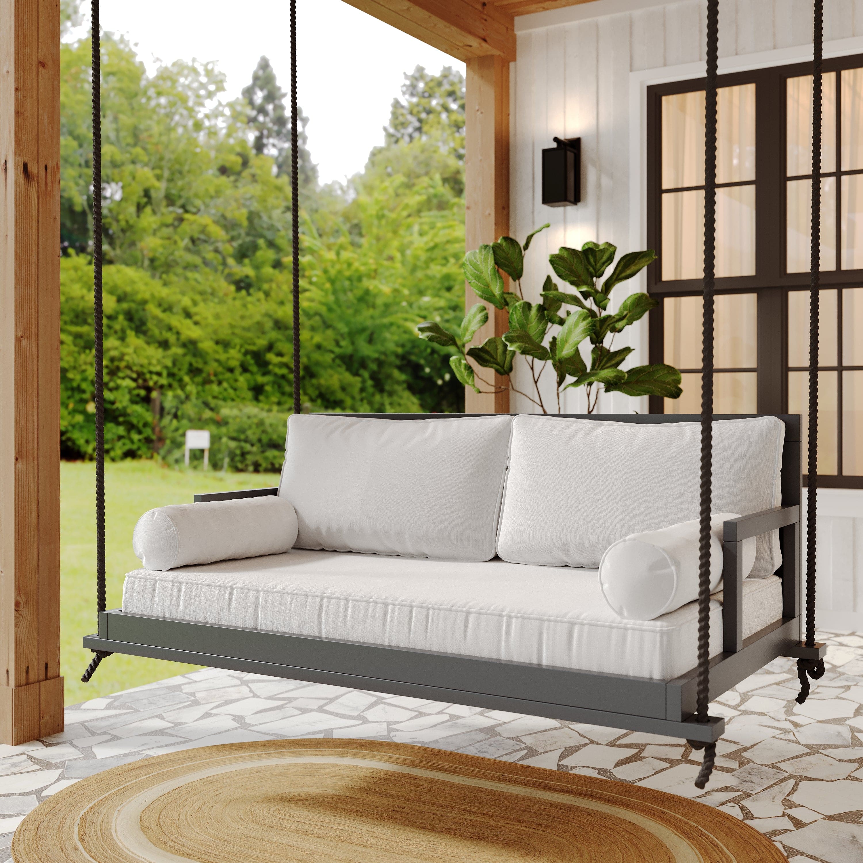 Amish Casual Stratford Porch Swing Bed in Dovetail Grey
