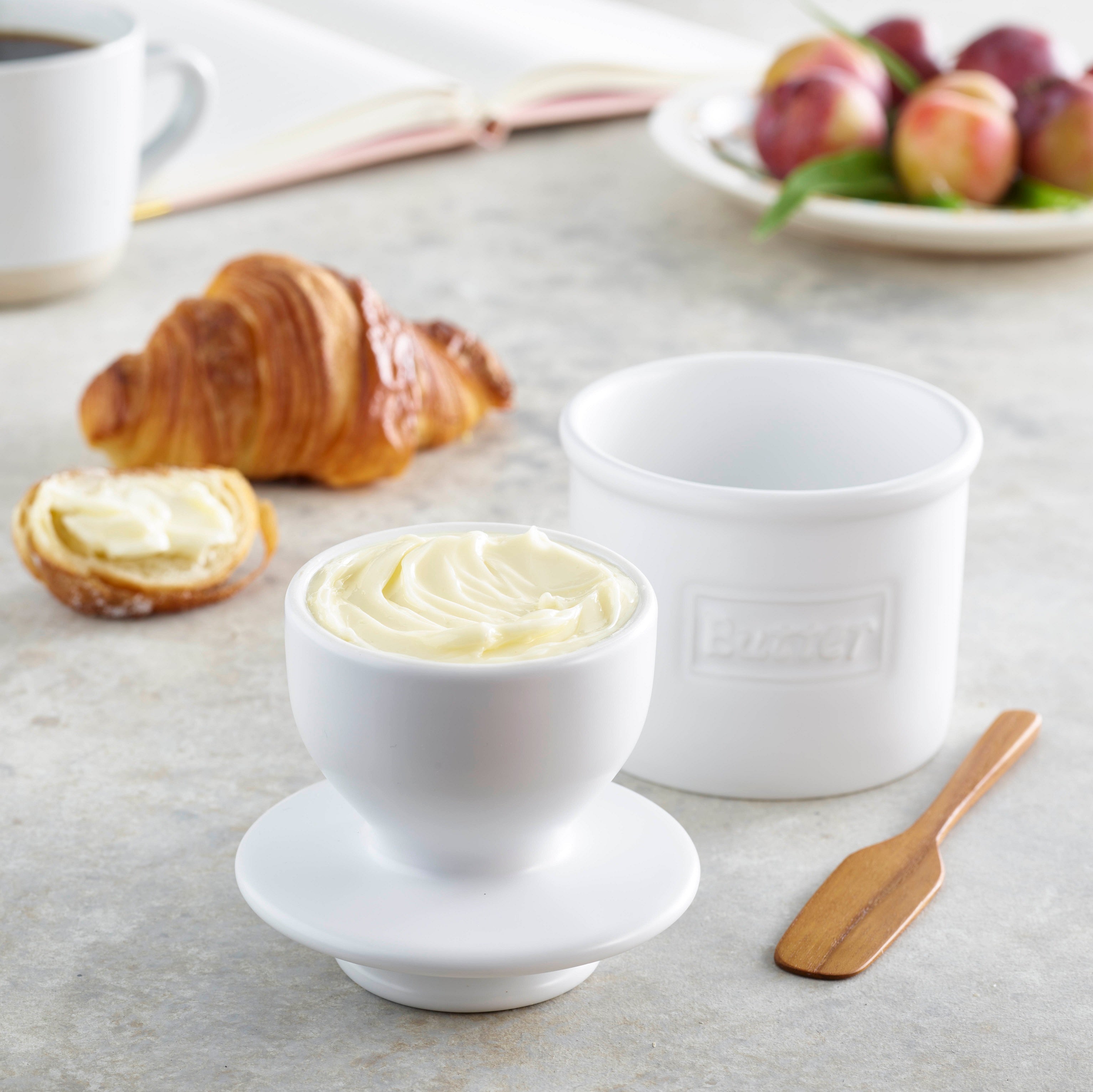 Matte White Cafe Butter Bell Crock