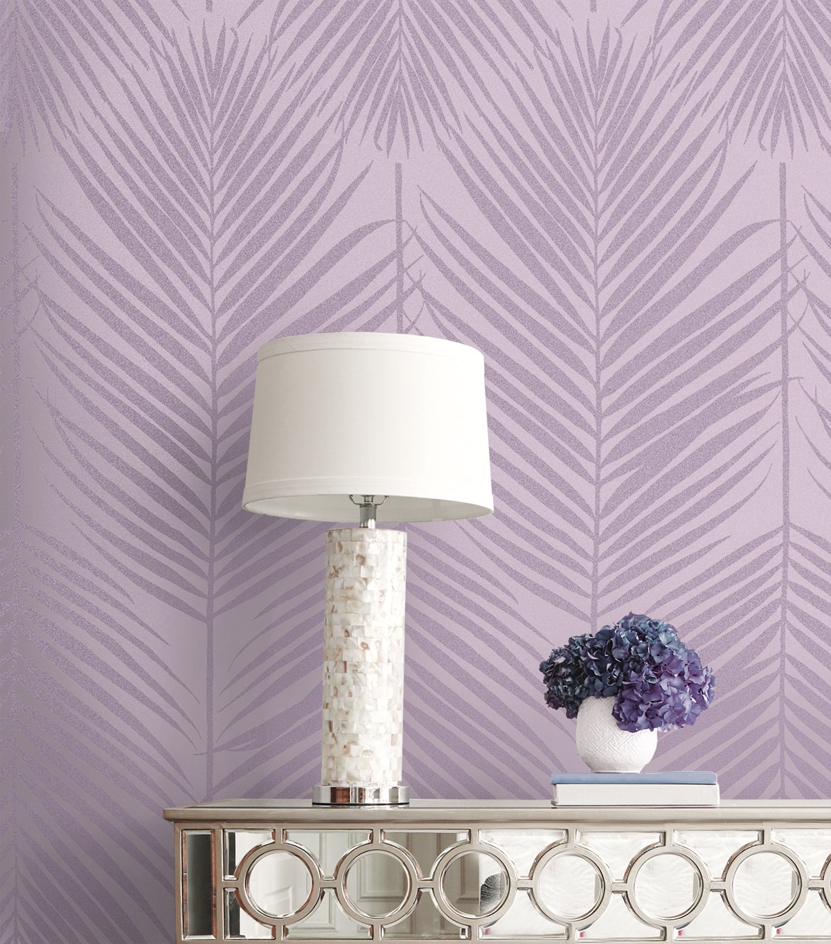 Persei Palm Glass Beaded Botanical Unpasted Wallpaper