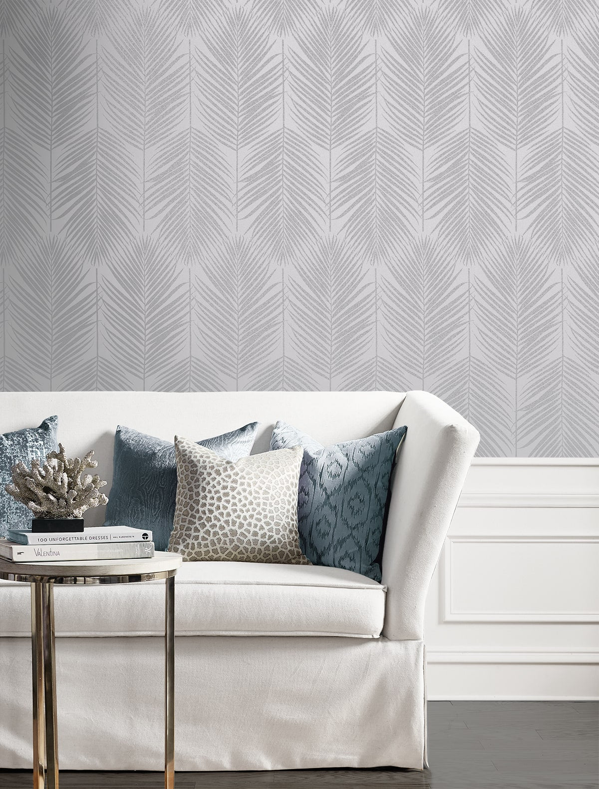 Persei Palm Glass Beaded Botanical Unpasted Wallpaper