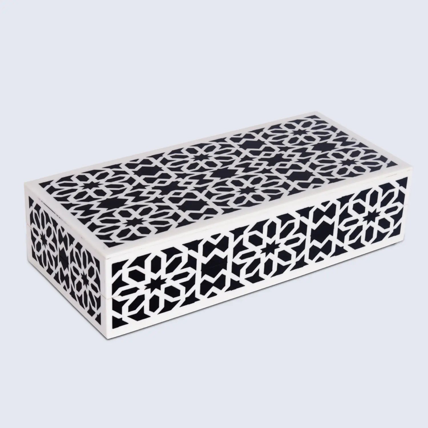 Decorative Storage Boxes Shiraz Pattern Resin Inlay, Black & White, 7 sizes