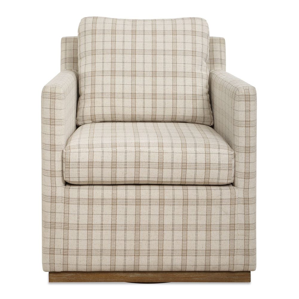 Basie Swivel Chair - Natural Oak and Linen